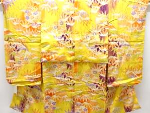 アンティーク　紋錦紗雪持ち笹模様着物